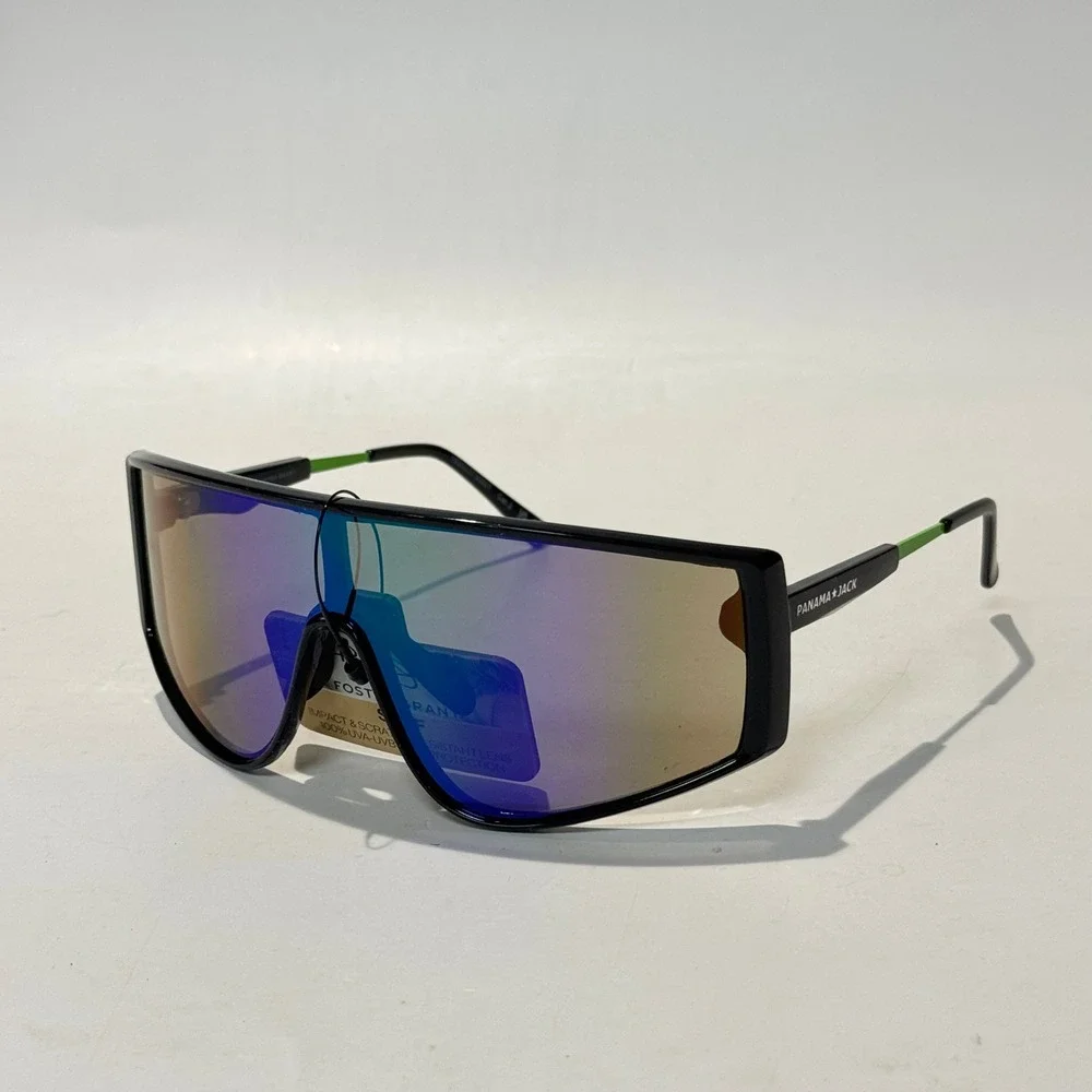 New Panama Jack x Foster Grant Surf Shield Sunglasses SR1124 Black Mirrored Lens
